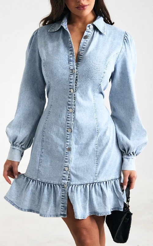 Overstock Jemima Denim Dress - Blue