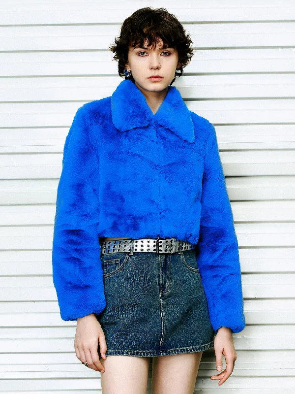 Exclusive Offers Cropped Straight Furry Coat