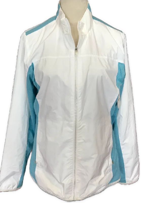 Blowout Deals Adidas Women's Climaproof White & Blue Full-Zip Jacket Size L MSp$75