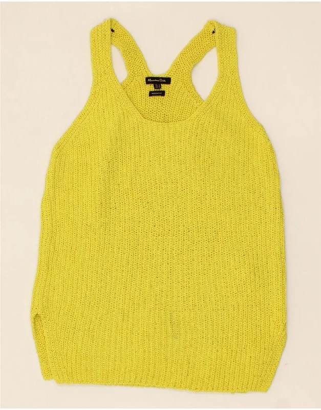 Deal Dash MASSIMO DUTTI Womens Vest Tank Top UK 10 Small Yellow Cotton