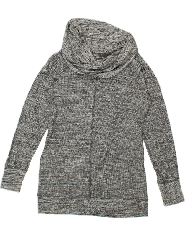 Deal Zone EDDIE BAUER Womens Roll Neck Sweatshirt Jumper UK 12 Medium Grey Flecked