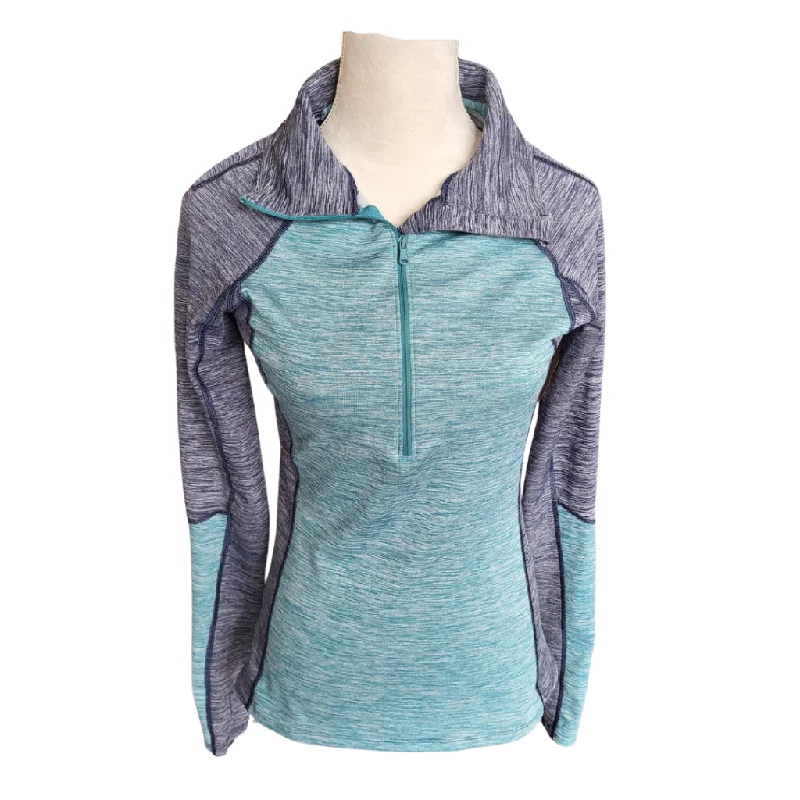 Super Bargain Under Armour Navy and Teal Heather 1/4 Zip Mock Neck Pullover Size M