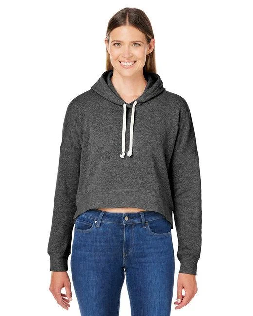 Super Deal J America Ladies' Triblend Cropped Hooded Sweatshirt 8853JA