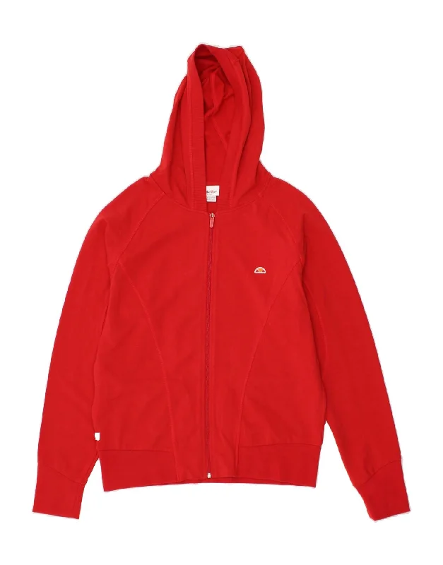 Seasonal Sale ELLESSE Womens Zip Hoodie Sweater UK 16 Large Red Cotton