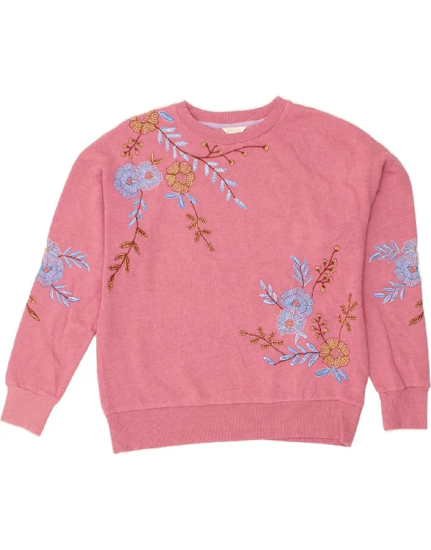 Act Fast WHITE STUFF Womens Oversized Sweatshirt Jumper UK 10 Small Pink Floral
