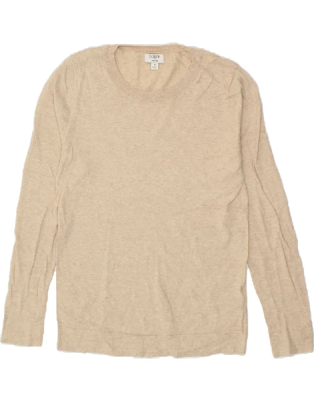 Extra Savings J. CREW Womens Teddie Crew Neck Jumper Sweater UK 10 Small Beige Cotton