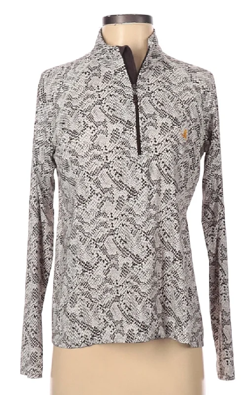 Extra Discounts Sport Haley Brown & Cream Ivory Snake Print Pullover with Logo Size S