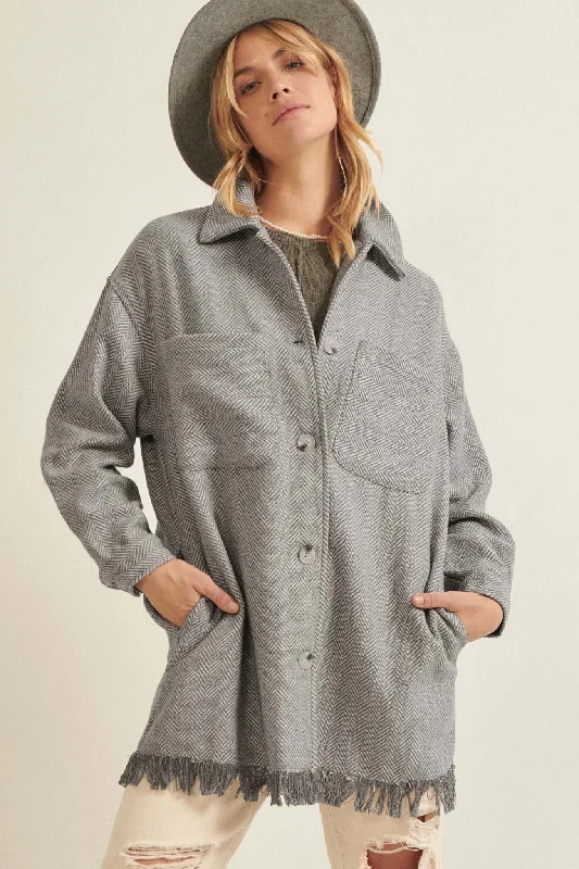Early Bird Discount On the Fringe Herringbone Tweed Shacket