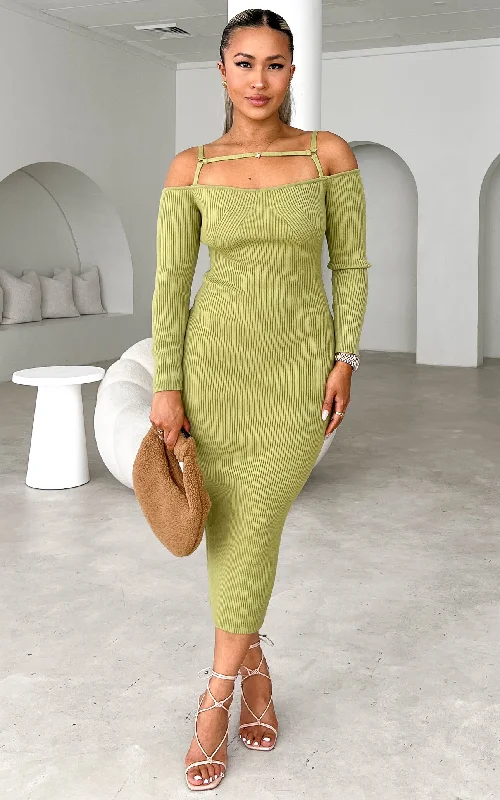 Sneak Peek Sale Soji Knit Midi Dress - Light Green