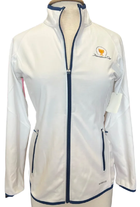 Buy Now Annika by Cutter & Buck White Full-Zip Jacket w/ President's Cup Logo Size S MSP$128