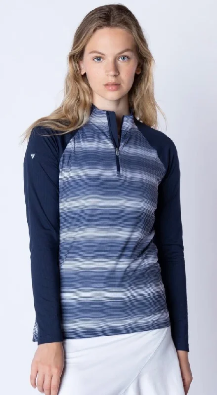 Shop and Save New Levelwear Lilac Lightweight Striped Golf Midlayer Pullover Navy MSP$75