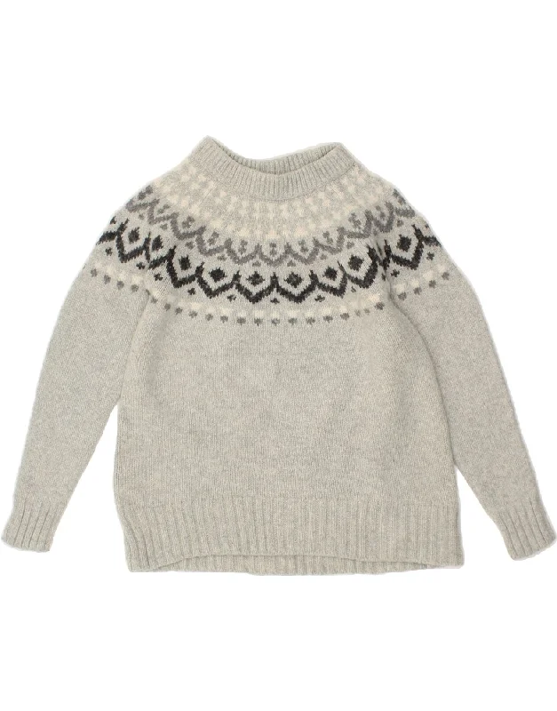 Super Savings J. CREW Womens Crew Neck Jumper Sweater UK 12 Medium Grey Fair Isle