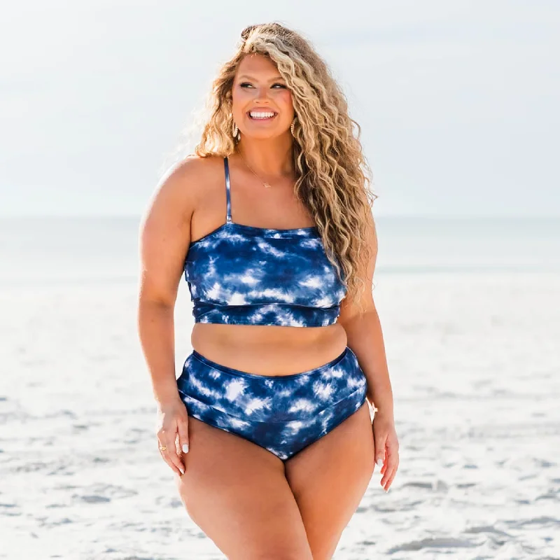 Daily Specials Hidden Islands Swim Top, Tie Dye-Blue