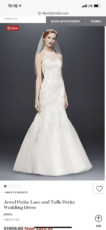 Clearance Sale David's Bridal Illusion halter trumpet 7WG3735