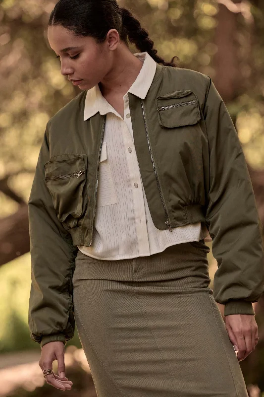 Price Cut Ground Control Cropped Bomber Jacket