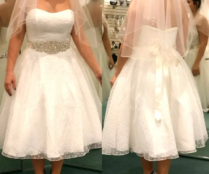 New Markdowns David's Bridal Galina Tea Length Organza Gown