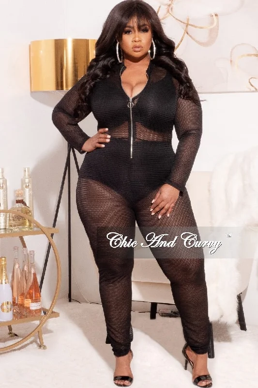 Bonus Savings Final Sale Plus Size See Through Jumpsuit in Black Summer
