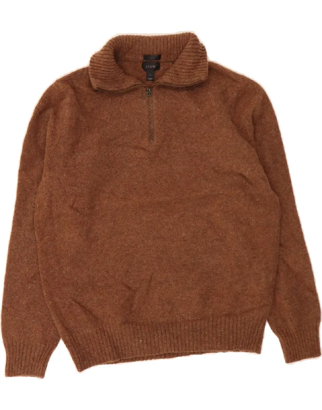 Shop and Save J. CREW Womens Slim Fit Zip Neck Jumper Sweater UK 16 Large Brown