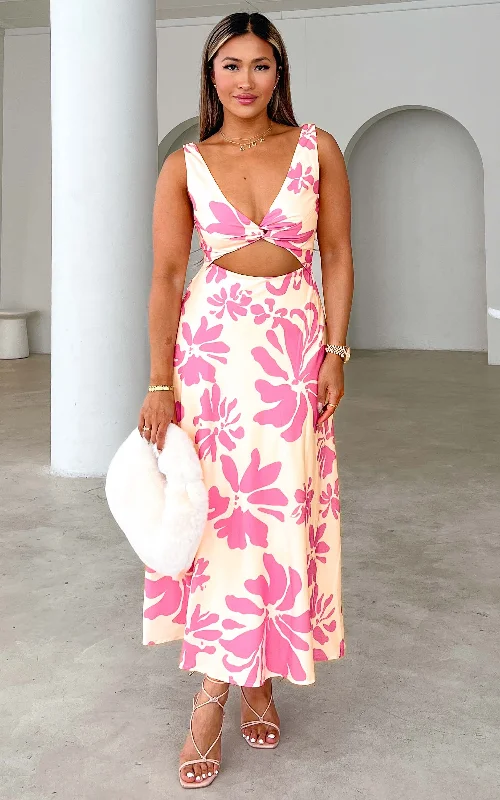 Seasonal Sale Shelby Maxi Dress - Cream Pink Floral