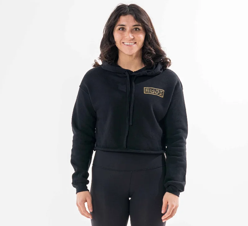 Deal Alert Womens Crop Hoodie Black