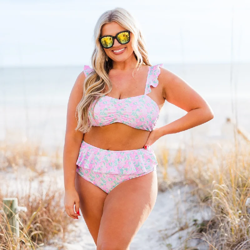 Special Discount Sugar Sands Swim Bottom, Pink Floral