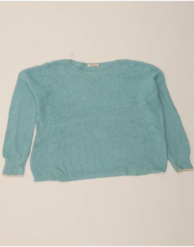 Markdowns WHITE STUFF Womens Boat Neck Jumper Sweater UK 14 Large Blue Cotton