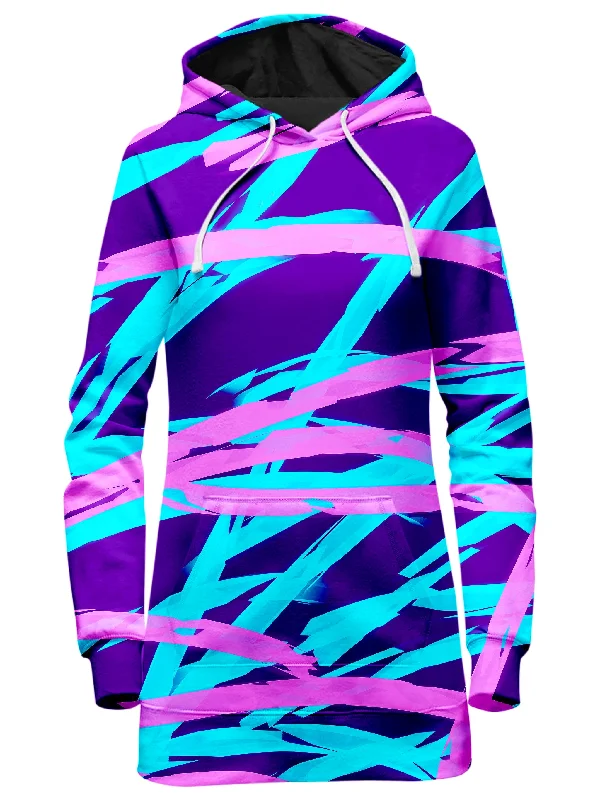 Super Bargain Purple and Blue Rave Abstract Hoodie Dress