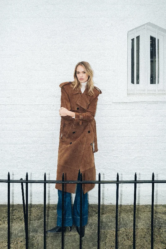 Loyalty Reward Sloane Suede Trench Brown