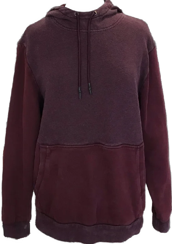 Super Deal Burgundy Funnel Neck Fleece Pullover Hoodie Size M
