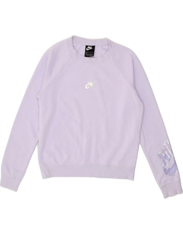 Discount Extravaganza NIKE Womens Oversized Graphic Sweatshirt Jumper UK 6 XS Purple