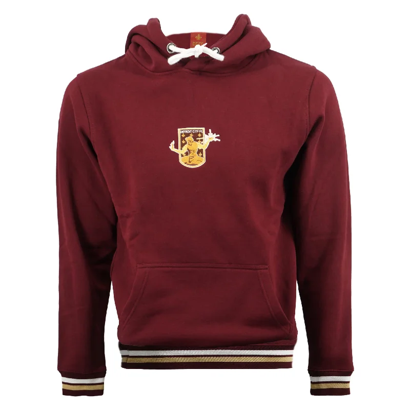 Deal Explosion DCFC Striped Cuff Crest Men's Hoodie- Maroon