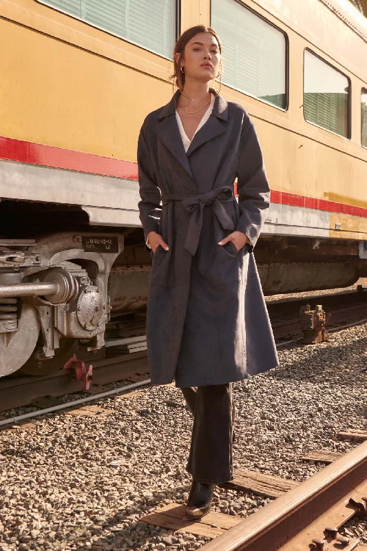 Reduced Prices Foreign Affair Vegan Suede Belted Trench Coat