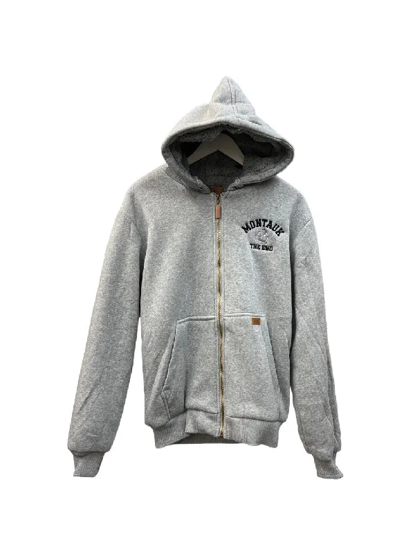 Quick Sale Adult Embroidered Montauk The End Fleece Full Zipper Sherpa-Lined Hoodie