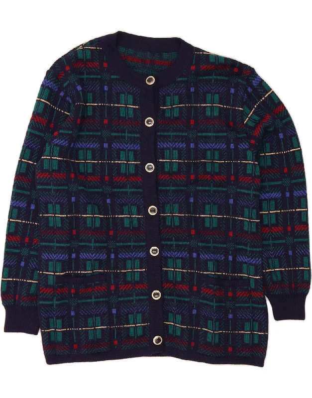 Take Advantage VINTAGE Womens Cardigan Sweater UK 18 XL Navy Blue Check