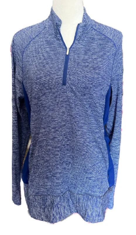 Midnight Sale Adidas Women's Blue Micro-stripe Golf Pullover Size L. MSP$65