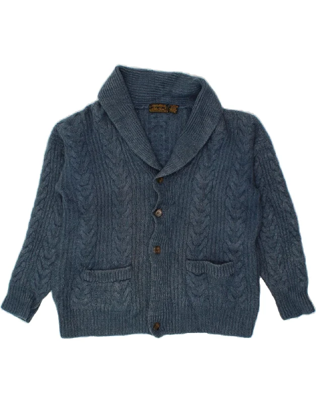Final Clearance EDDIE BAUER Womens Cardigan Sweater UK 16 Large Blue Wool