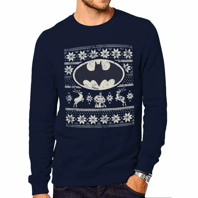 Flash Deals Batman Fair Isle Logo Crewneck Sweatshirt DC Adult