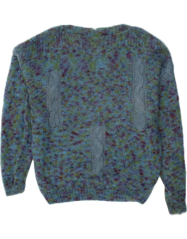 Holiday Sale VINTAGE Womens Boat Neck Jumper Sweater UK 18 XL Navy Blue Tie Dye
