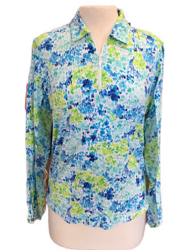 Midnight Madness Ibkul Watercolor Blue Green and Aqua 1/4 Zip Sun Shirt Size L MSP$100 Midnight Madness Ibkul Watercolor Blue Green and Aqua 1/4 Zip Sun Shirt Size L MSP$100