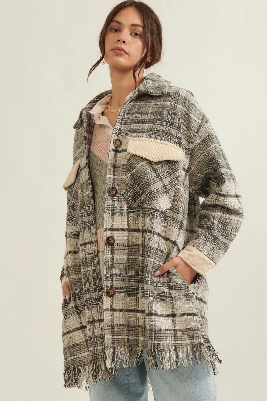 Customer Appreciation Sale Off the Trail Plaid Tweed Longline Shacket