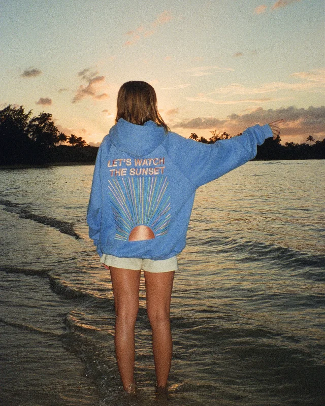Reduced Prices "Let's Watch the Sunset" Oversized Lux Hoodie in Blue