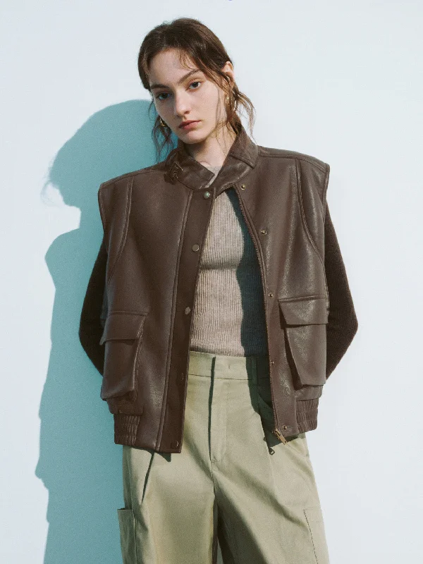 Midnight Sale Press Button Vegan Leather Vest