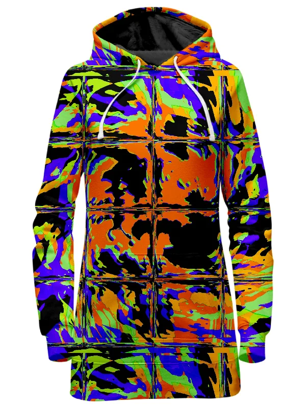 Weekend Flash Sale Orange Violet Rave Glitch Hoodie Dress