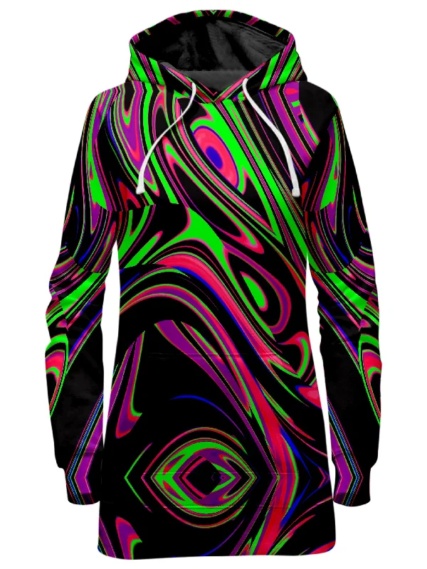 Savings Spectacular Pink and Green Blackout Drip Hoodie Dress