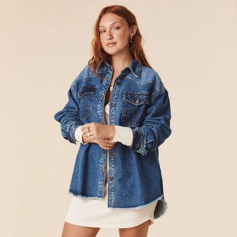 Get It Before It’s Gone Daisy Patchwork Denim Shirt