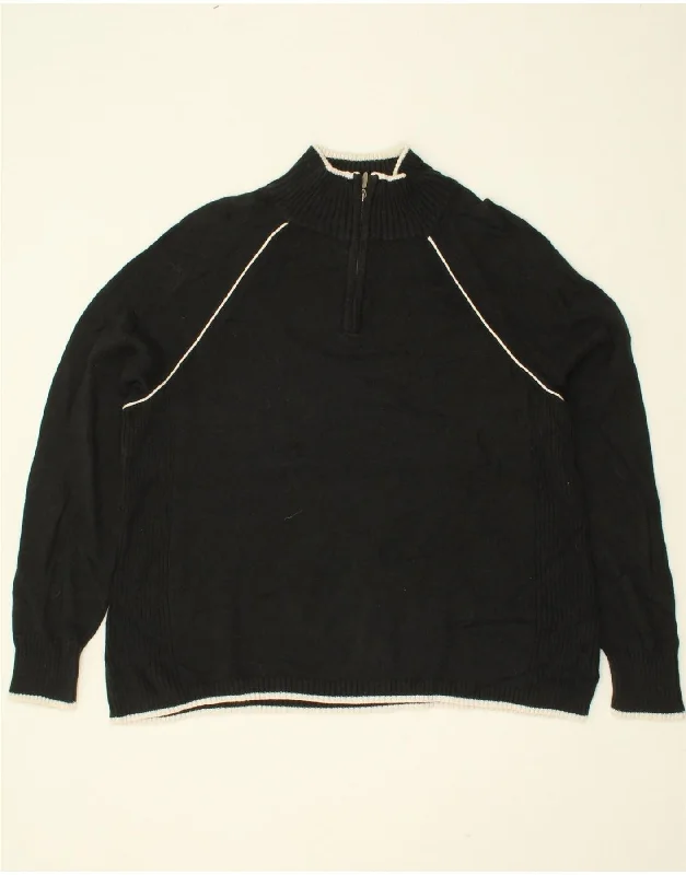 Exclusive Online Offer EDDIE BAUER Womens Zip Neck Jumper Sweater UK 18 XL Black Cotton