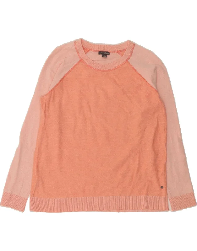 Bargain Bin EDDIE BAUER Womens Sweatshirt Jumper UK 16 Large Pink Colourblock Cotton
