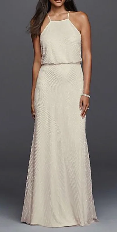 Deal of the Week David's Bridal Halter Sheath Casual Wedding Dress with Beading
