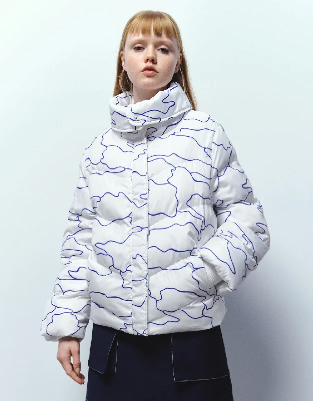 Bonus Savings Stand Collar Printed Padded Coat