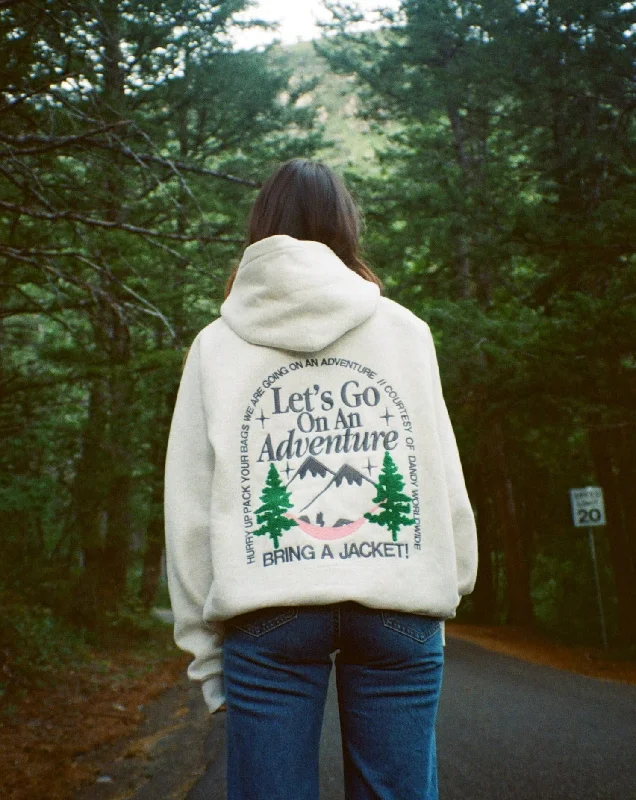 Weekend Special "Let's Go On An Adventure" Oversized Lux Hoodie in Heather Gray